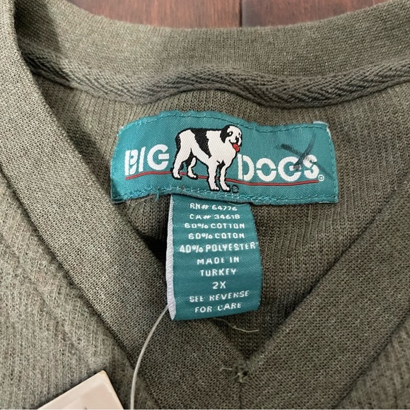 NWT Vintage Big Dogs Vneck Sweater Men’s Size 2X Green Stripes - Picture 4 of 8